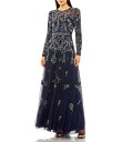 【送料無料】 マックダガル レディース ワンピース トップス Illusion Neck Sheer Long Sleeve Floral Beaded Ali...