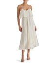 【送料無料】 スティーブ マデン レディース ワンピース トップス Sakura Pleated Woven V Neck Sleeveless Fit and Flare Midi Dress Marshmellow