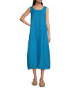 【送料無料】 エイリーンフィッシャー レディース ワンピース トップス Washed Organic Linen Ballet Neck Sleeveless Lantern Dress Oahu Blue(4)