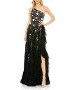 【送料無料】 マックダガル レディース ワンピース トップス One Shoulder Lace Back Embellished Tulle A-Line G...