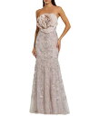 【送料無料】 マックダガル レディース ワンピース トップス 3D Flower Strapless Embroidered Mesh Mermaid Gown...