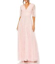 【送料無料】 マックダガル レディース ワンピース トップス Mesh V-Neck Elbow Sleeve A-Line Gown Rose