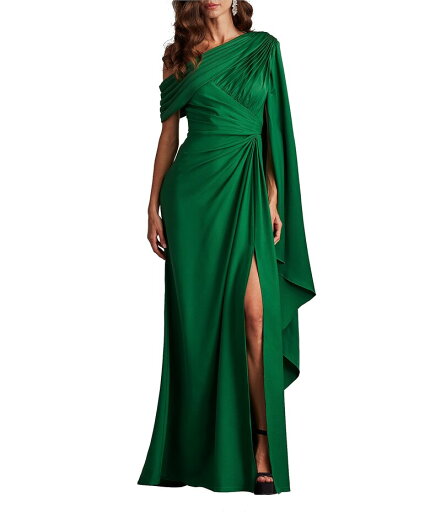 【送料無料】 タダシショージ レディース ワンピース トップス One Shoulder Scarf Sleeve Side Twist Crepe Sheath Gown Bamboo 【送料無料】 タダシショージ レディース ワンピース トップス One Shoulder Scarf Sleeve Side Twist Crepe Sheath Gown Bamboo