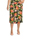 【送料無料】 カスパール レディース スカート ボトムス Plus Size Floral Print Midi Flared Coordinating A-Line Pull-On Skirt Black/Papaya Combo(4)