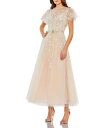 【送料無料】 マックダガル レディース ワンピース トップス Short Floral Sleeve Crew Neckline Bow Waist Tulle...