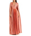 【送料無料】 マックダガル レディース ワンピース トップス Pleated Charmeuse V-Neck Cape Sleeve Gown Peach