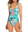 【送料無料】 アセナ レディース ワンピース トップス Next by Athena Tropical Print V-Neck D-Cup Bra One Piece Swimsuit Blue(4)