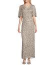 【送料無料】 ピサッロナイツ レディース ワンピース トップス Petite Size Short Caplet Sleeve V-Neck Long Bead...