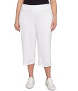 【送料無料】 ルビーアールディー レディース カジュアルパンツ ボトムス Plus Size Eyelet Fringe Hem Pull-On Capri Pants White