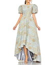【送料無料】 マックダガル レディース ワンピース トップス Puff Sleeve Brocade Gown With Hilo Hem Platinum G...
