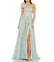 【送料無料】 マックダガル レディース ワンピース トップス One Shoulder Embroidered Floral A Line Gown Sage