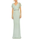 【送料無料】 マックダガル レディース ワンピース トップス Embellished V-Neck Short Sleeve Column Gown Sage