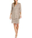 【送料無料】 アールアンドエムリチャーズ レディース ワンピース トップス 2-Piece Scalloped Glitter Lace Beaded V-Ne...