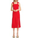 【送料無料】 ジービー レディース シャツ トップス Tie Shoulder Linen Blend Midi Dress Red(4)