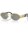 【送料無料】 ヴェルサーチ レディース サングラス・アイウェア アクセサリー Men's VE2264 56mm Oval Sunglasses Gold