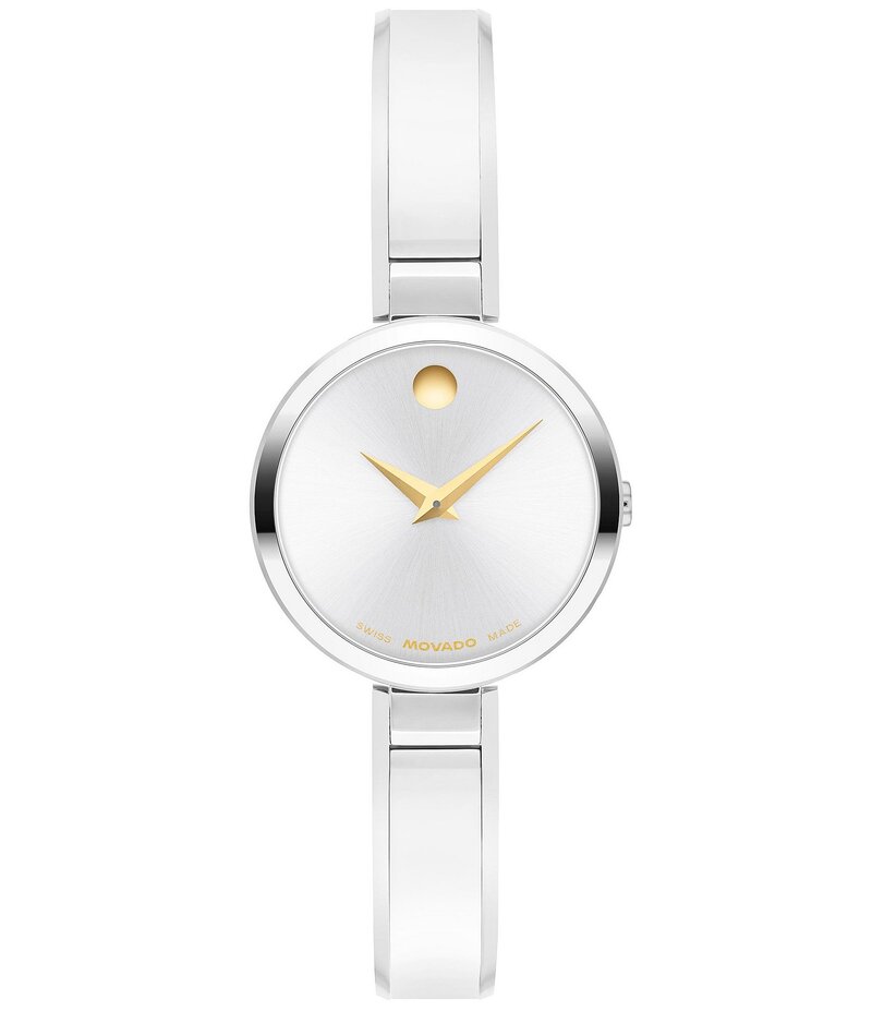 モバド レディース アクセサリー 腕時計 Tシャツ Movado Women's Moda Quartz Analog Stainless Steel Bangle Bracelet Watch Silver シルバー