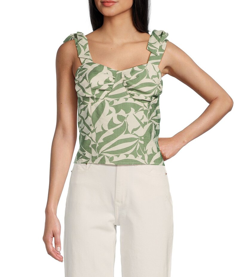 ReVida ŷԾŹ㤨I.N.ե󥷥 ǥ ȥåץ  ե ץ ե I.N. San Francisco Floral Print Sweetheart Neck Tie Strap Coordinating Corset Top Moss FoliageפβǤʤ6,480ߤˤʤޤ