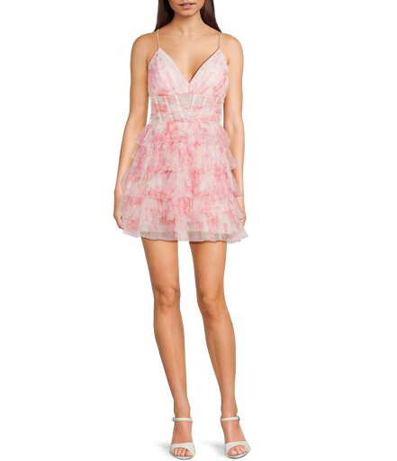 【送料無料】 ビーダーリン レディース ワンピース トップス Floral Sleeveless Spaghetti Strap V-Neck Ruffled Tiered Dress Light Pink/Coral 【送料無料】 ビーダーリン レディース ワンピース トップス Floral Sleeveless Spaghetti Strap V-Neck Ruffled Tiered Dress Light Pink/Coral