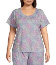 【送料無料】 スリープ センス レディース ナイトウェア アンダーウェア Plus Size Spring Mums Print Short Sleeve Sc...