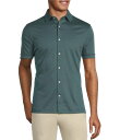 【送料無料】 ムラノ メンズ シャツ トップス Liquid Luxury Classic Fit Solid Coat Front Short Sleeve Woven Shirt Antique Teal