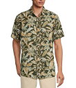 【送料無料】 ラウン メンズ シャツ トップス Rowm's Outsider's Oasis Short Sleeve Palm Print Shirt Antique Green