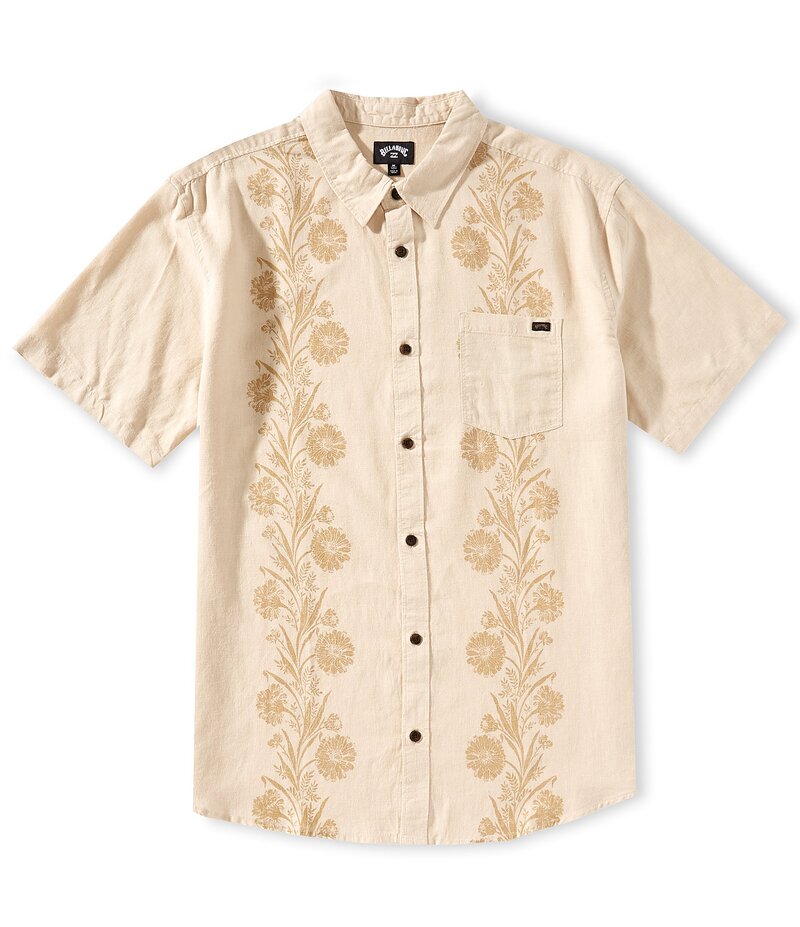 ビラボン メンズ トップス シャツ プリント Billabong Cordoba Short Sleeve Tropical Print Woven Shirt Stone ストーン