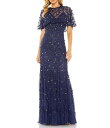 【送料無料】 マックダガル レディース シャツ トップス Beaded Floral Illusion Short Cape Sleeve Sheath Gow...