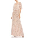 【送料無料】 マックダガル レディース シャツ トップス V-Neck Capelete Sleeve Beaded A-Line Gown Blush