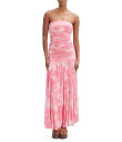 【送料無料】 バードット レディース ワンピース トップス Solana Mesh Floral Print Strapless Neck Sleeveless Ruched Drop Waist Maxi Dress Pink Floral