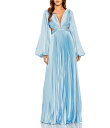 【送料無料】 マックダガル レディース シャツ トップス Long Balloon Sleeve Side Cut-Out Pleated Deep V-Nec...