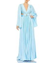 【送料無料】 マックダガル レディース ワンピース トップス Pleated V-Neck Long Bell Sleeve Side Cut-Out Gown...