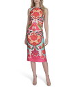 【送料無料】 ヴィンスカムート レディース ワンピース トップス Geo Print Boat Neck Sleeveless Midi Bodycon Midi Dress Pink Multi(4)