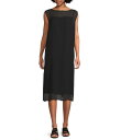 【送料無料】 エイリーンフィッシャー レディース ワンピース トップス Sheer Silk Georgette Boat Neck Sleeveless Mi...