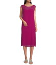 【送料無料】 エイリーンフィッシャー レディース ワンピース トップス Sheer Silk Georgette Boat Neck Sleeveless Mi...