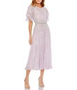 【送料無料】 マックダガル レディース ワンピース トップス Drape Neck Short Flutter Sleeves Beaded Chiffon B...