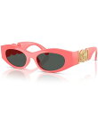 【送料無料】 ヴェルサーチ レディース サングラス・アイウェア アクセサリー Women's VE4480U 51mm Oval Sunglasses Guava/Dark Grey