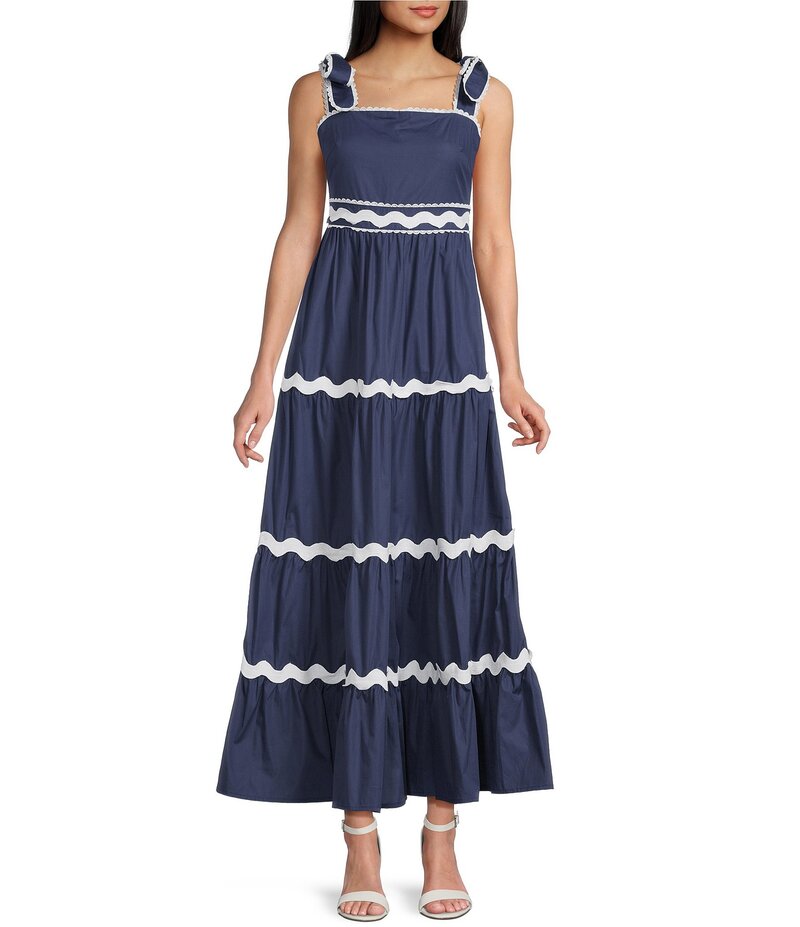 ̵ ƥ ǥ ԡ ȥåץ Ricrac Trim Poplin Square Neck Pleat...