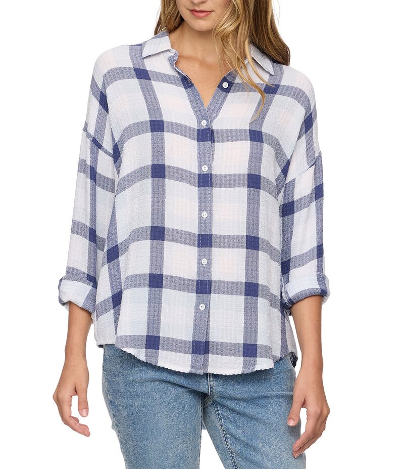 フラッグ アンド アンセム レディース トップス シャツ Flag and Anthem Leetonia Plaid Long Sleeve O..