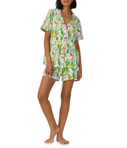 【送料無料】 ベッドヘッド レディース ナイトウェア アンダーウェア Cactus Garden Print Organic Cotton Blend Short Sleeve Notch Collar Knit Shorty Pajama Set Cactus Garden 【送料無料】 ベッドヘッド レディース ナイトウェア アンダーウェア Cactus Garden Print Organic Cotton Blend Short Sleeve Notch Collar Knit Shorty Pajama Set Cactus Garden
