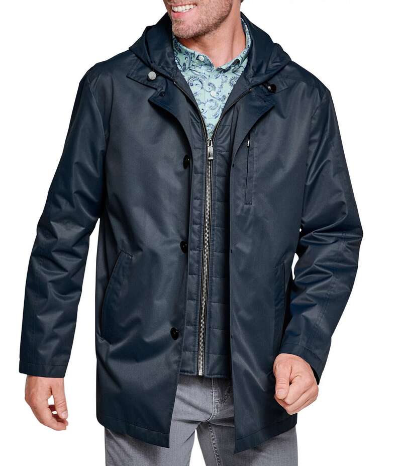 ジョンストンアンドマーフィー メンズ アウター ジャケット・ブルゾン コート Johnston & Murphy Upton Hooded Raincoat Navy ネイビー