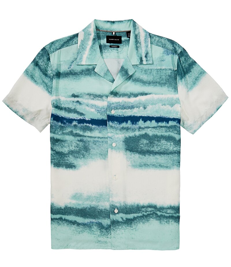 ペリーエリス メンズ トップス シャツ プリント トール Perry Ellis Big & Tall Wave Print Short Slee..