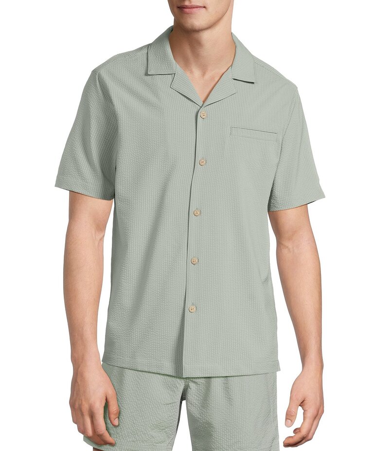 ラウン メンズ トップス シャツ Rowm Seersucker Cabana Woven Top Lily Pad(4)