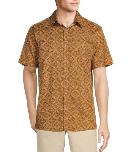 【送料無料】 ラウン メンズ シャツ トップス Short Sleeve Medallion Print Shirt Rustic Brown 【送料無料】 ラウン メンズ シャツ トップス Short Sleeve Medallion Print Shirt Rustic Brown