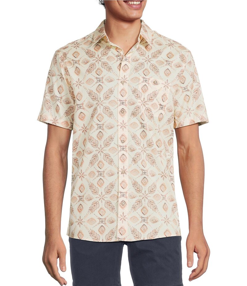 【送料無料】 ラウン メンズ シャツ トップス Short Sleeve Stamp Print Shirt String