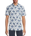 【送料無料】 ラウン メンズ シャツ トップス Performance Rec + Relax Short Sleeve Sketch Floral Print Textured Shirt White