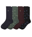 【送料無料】 ボンバス メンズ 靴下 アンダーウェア Calf Dress Socks 4-Pack Gift Box Multi