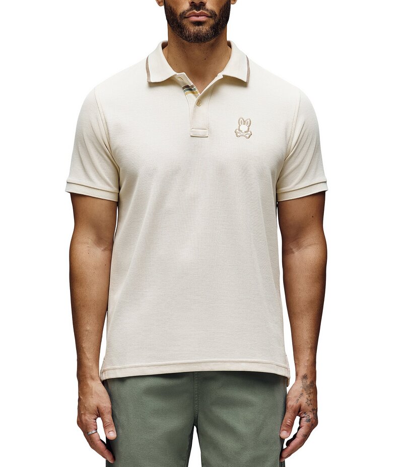 ̵ Хˡ   ȥåץ Fenley Pique Short Sleeve Polo Shirt White ...