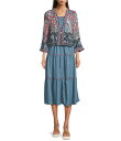 【送料無料】 ジョン マーク レディース ワンピース トップス Embroidered Printed Tiered Kimono Dress Set Multi(4)