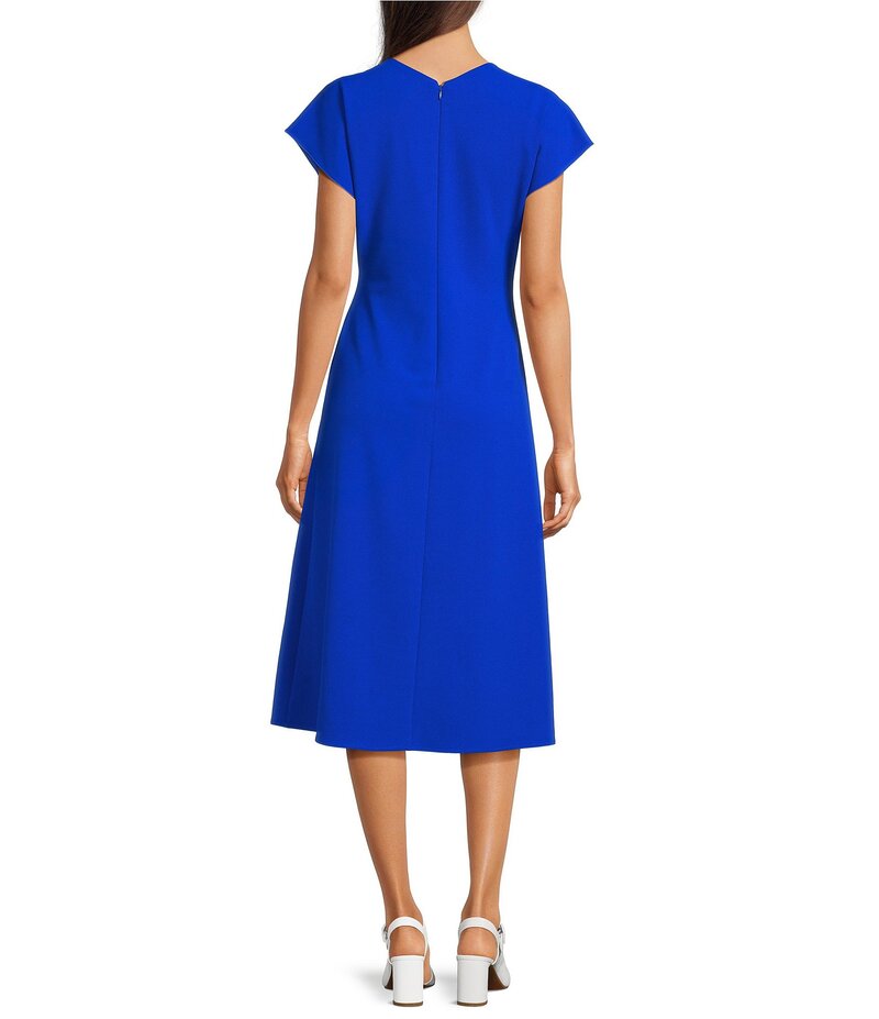 【送料無料】 アレックスマリー レディース ワンピース トップス Calie Scuba Crepe Short Sleeve Crew Neck Midi Dress Pool Blue
