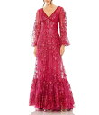 【送料無料】 マックダガル レディース ワンピース トップス Embroidered Lace V-Neck Long Balloon Sleeve Tiere...